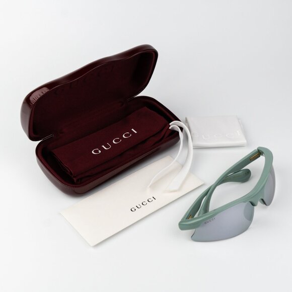 Gucci Men Sunglasses Green Silver Mirror Mask GG1774S 005 BRAND NEW - Picture 9 of 9